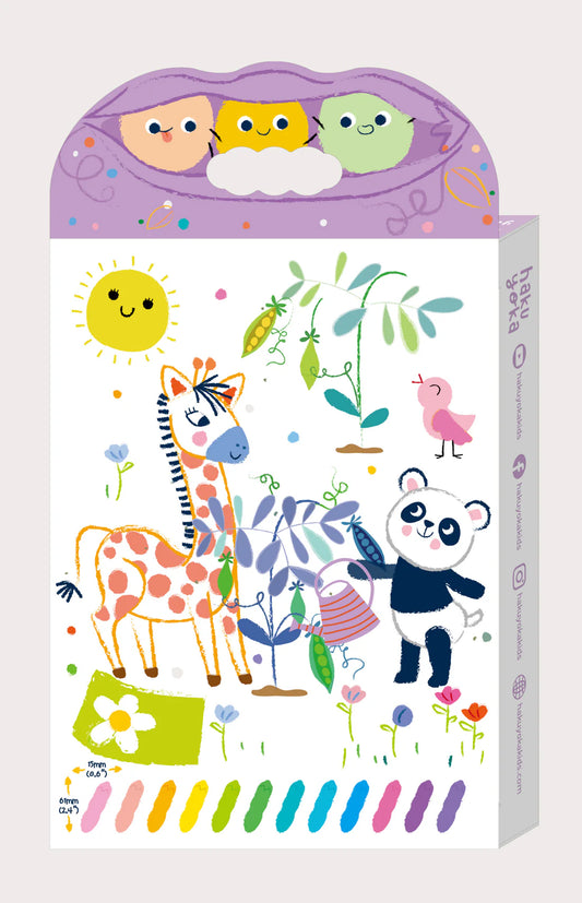 Haku Yoka Happy Pea Pod Crayons 12 Pastel Colours
