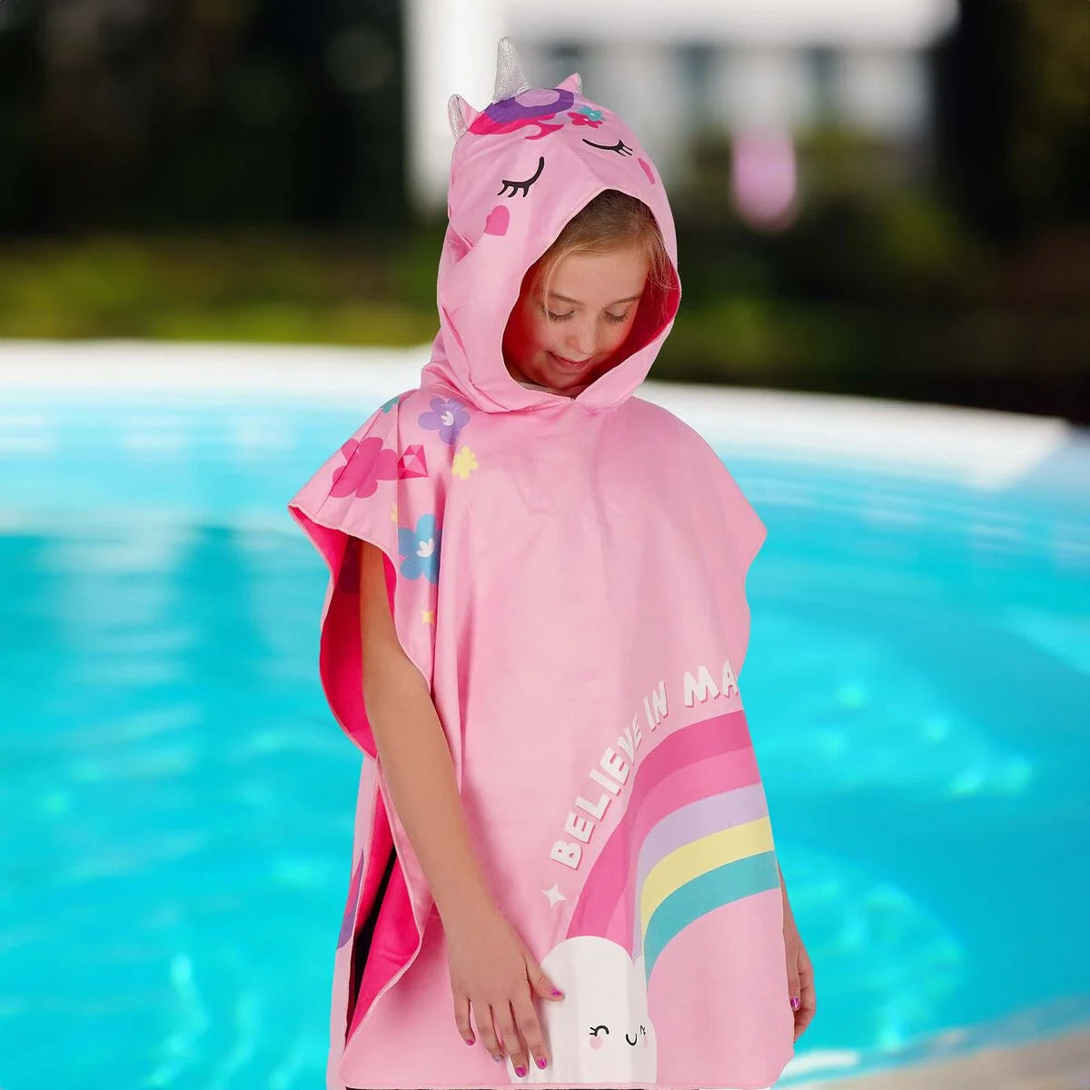 TOWELLING PONCHO FOR KIDS UNICORN