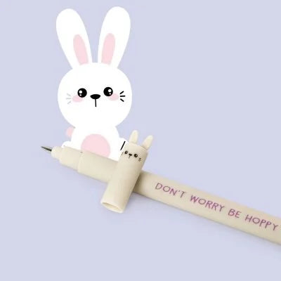 Gel Pen with "Don't Worry Be Hoppy" Bunny Animal Decoration - Lovely Friends