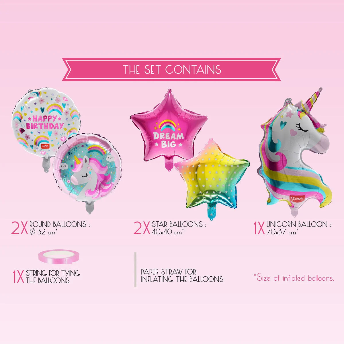 Set of 5 Unicorn Birthday Party Balloons - Let’s Party!
