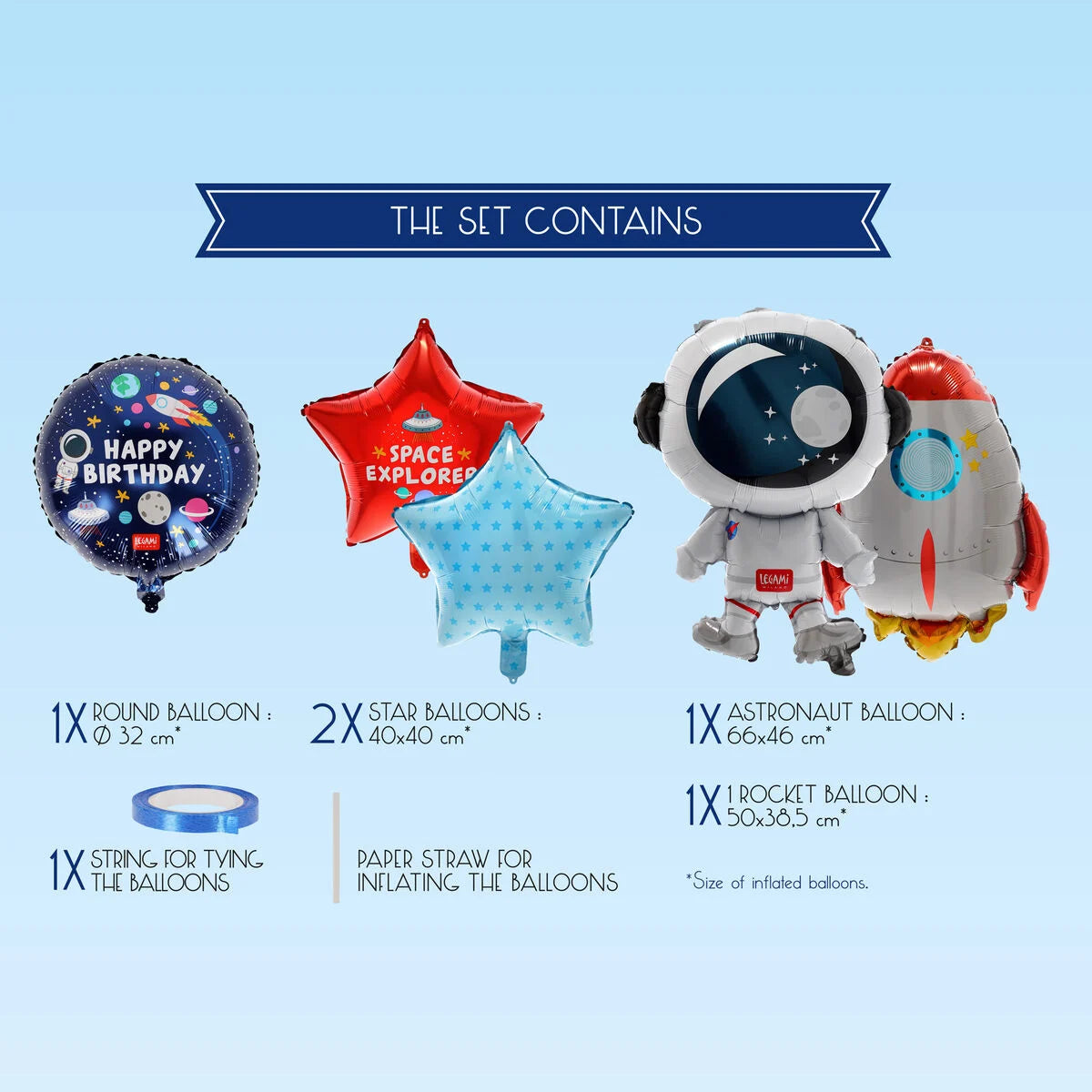 Set of 5 Space Birthday Party Balloons - Let’s Party!