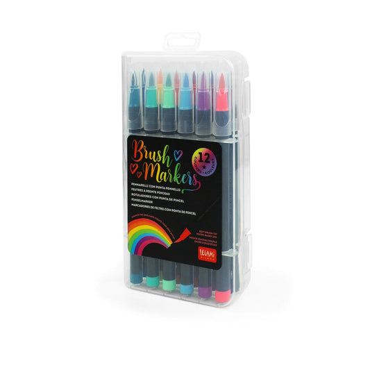 Set of 12 Brush Markers in Bright Colours - Brush Markers