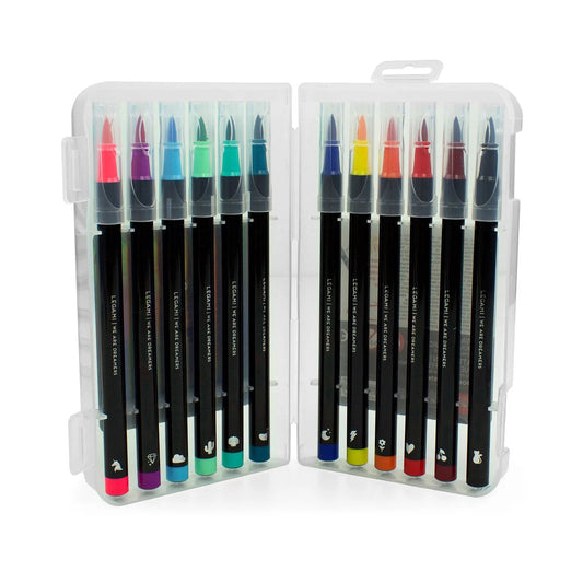 Set of 12 Brush Markers in Bright Colours - Brush Markers