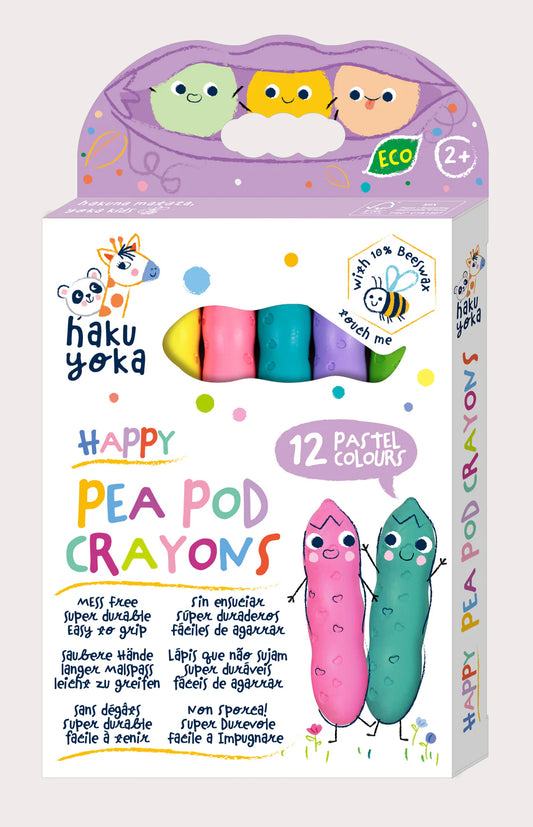 Haku Yoka  Happy Pea Pod Crayons 12 Pastel Colours