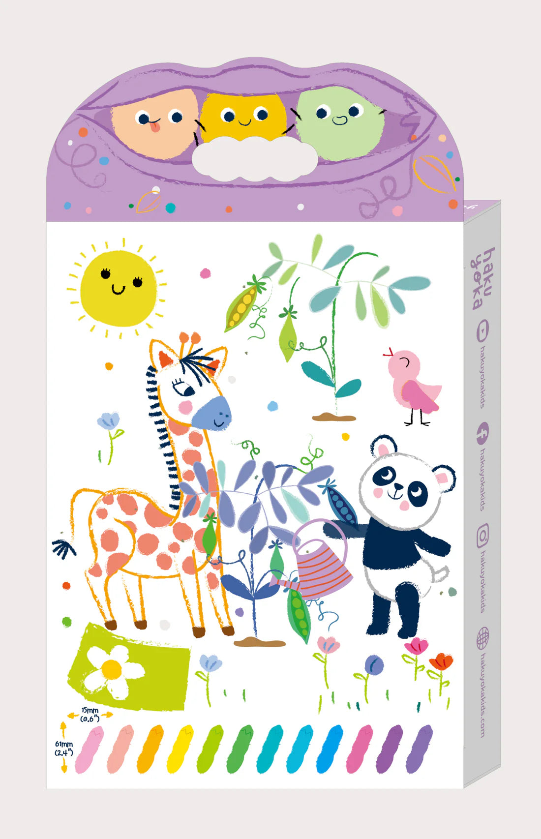 Haku Yoka  Happy Pea Pod Crayons 12 Pastel Colours