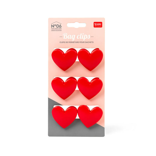 Legami Set of 6 Bag Clips - Heart