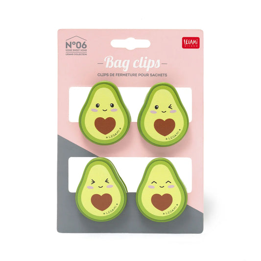 Legami Set of 4 Bag Clips - Avocado
