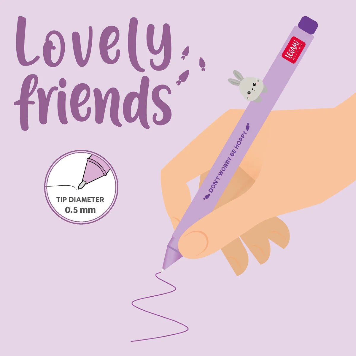 Gel Pen with "Don't Worry Be Hoppy" Bunny Animal Decoration - Lovely Friends