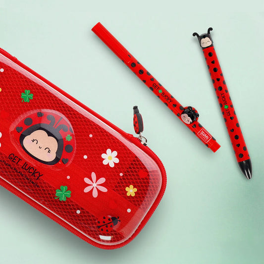 Gel Pen with "Get Lucky" Ladybug Animal Decoration - Lovely Friends