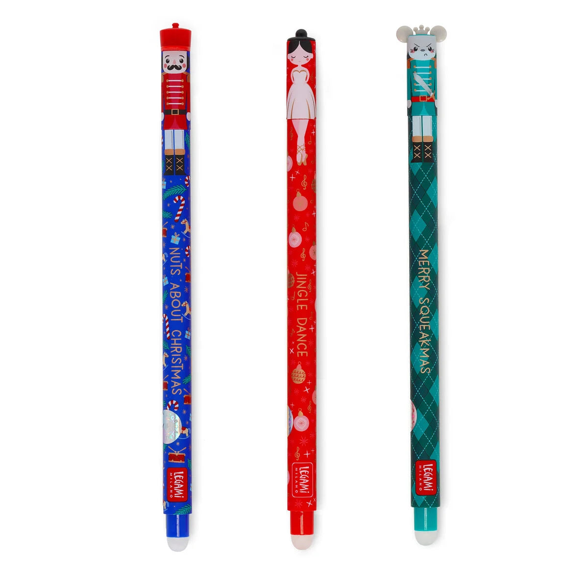 Legami Limited edition Christmas Set of 3 Erasable Gel Pens - The Nutcracker