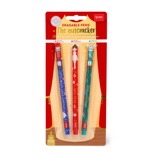Legami Limited edition Christmas Set of 3 Erasable Gel Pens - The Nutcracker