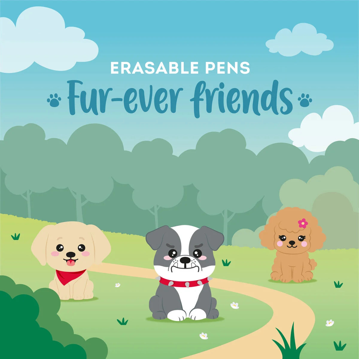 Set of 3 Erasable Pens - Fur-ever Friends