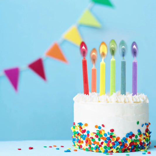 Party Candles with Coloured Flames
