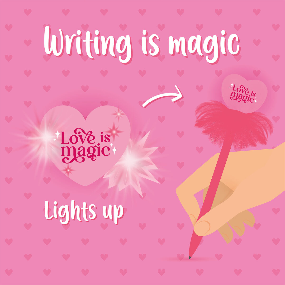 Light-up Ballpoint Pen - Heart - Writing is Magic