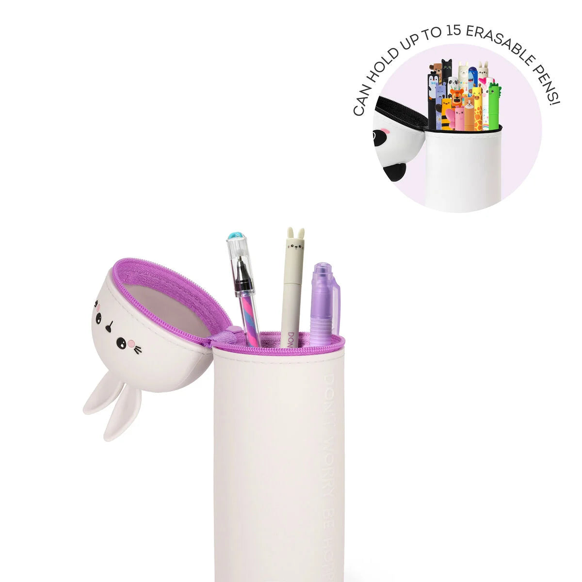 Bunny "Don't Worry Be Hoppy" 2-in-1 Silicone Pencil Case