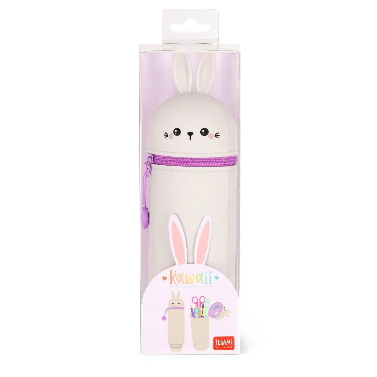 Bunny "Don't Worry Be Hoppy" 2-in-1 Silicone Pencil Case