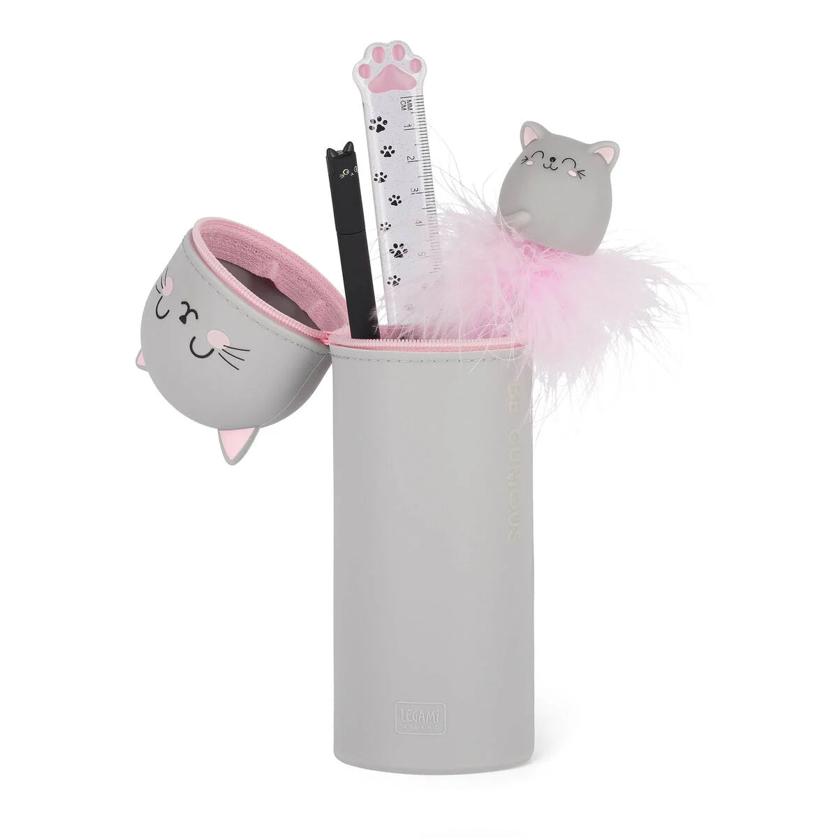 Kitty "Be Curious" 2-in-1 Silicone Pencil Case