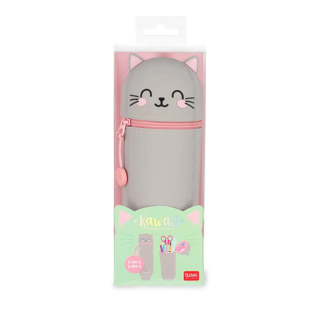 Kitty "Be Curious" 2-in-1 Silicone Pencil Case