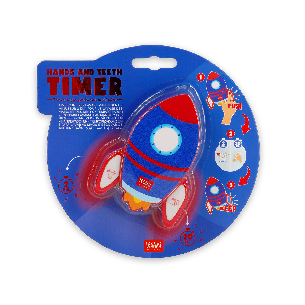 2-in-1 Timer for Washing Hands and Brushing Teeth - Space - Hands and Teeth Timer