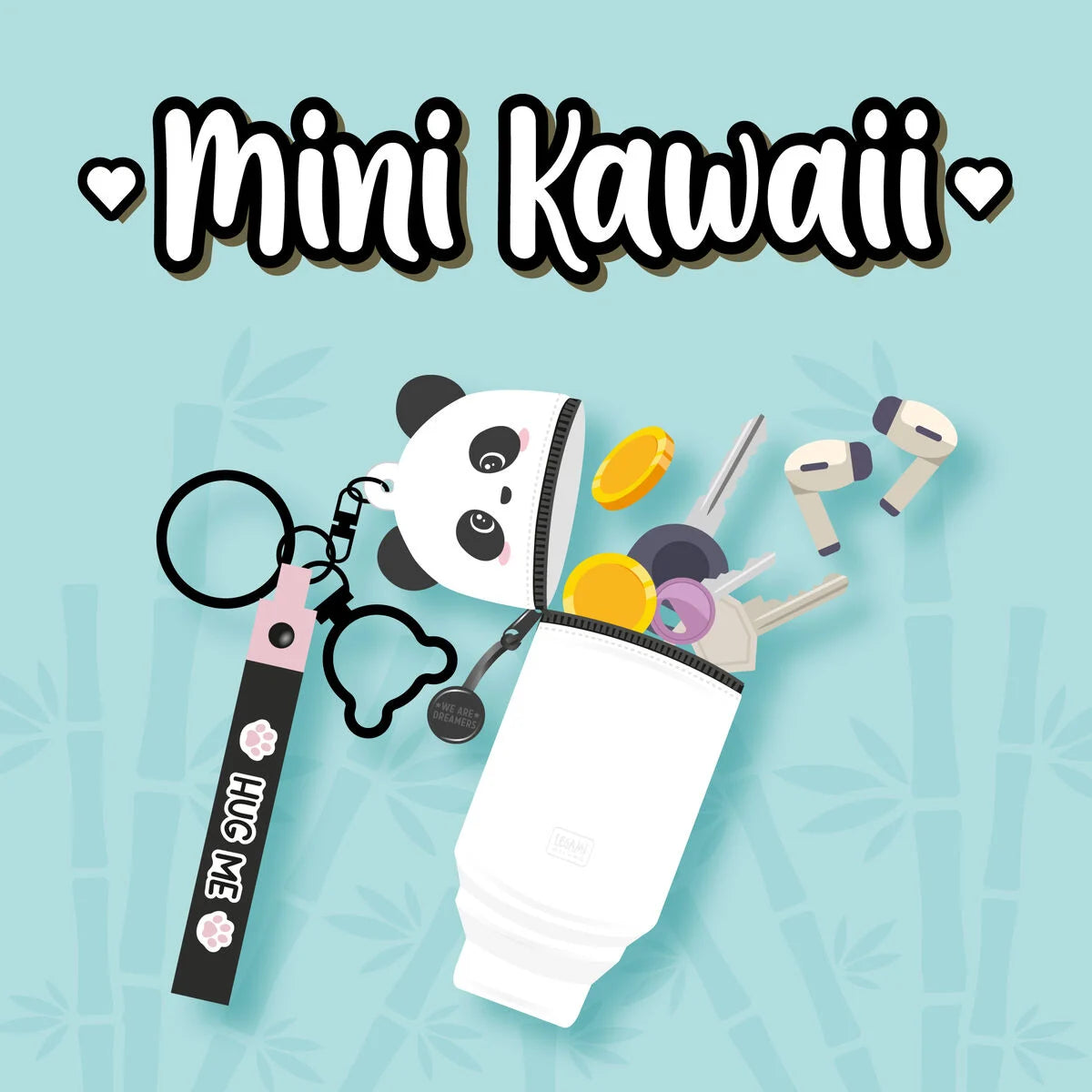 Panda Coin Purse with Key Ring - Mini Kawaii
