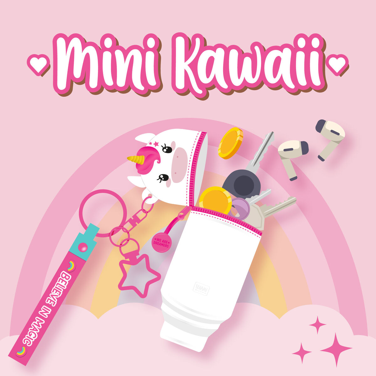 Unicorn Coin Purse with Key Ring - Mini Kawaii
