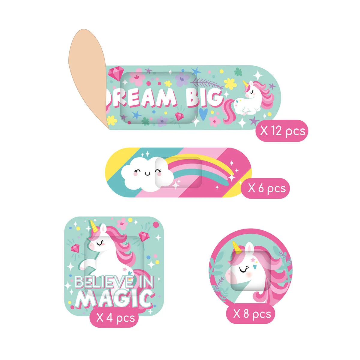 30 Unicorn Printed Plasters - Be Brave