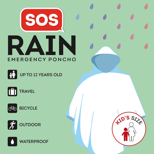 Legami Children’s Waterproof Poncho - SOS Rain - Kid’s Size