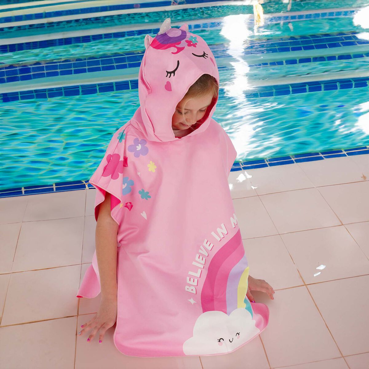 TOWELLING PONCHO FOR KIDS UNICORN