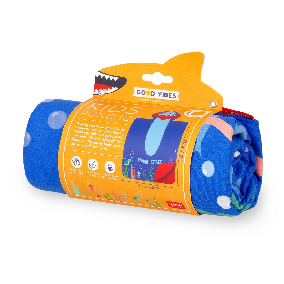 TOWELLING PONCHO FOR KIDS SHARK