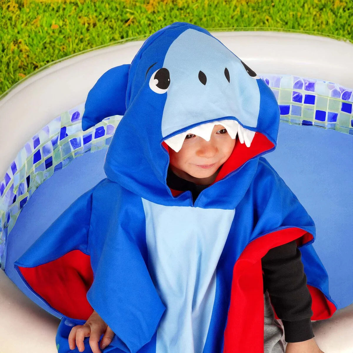 TOWELLING PONCHO FOR KIDS SHARK