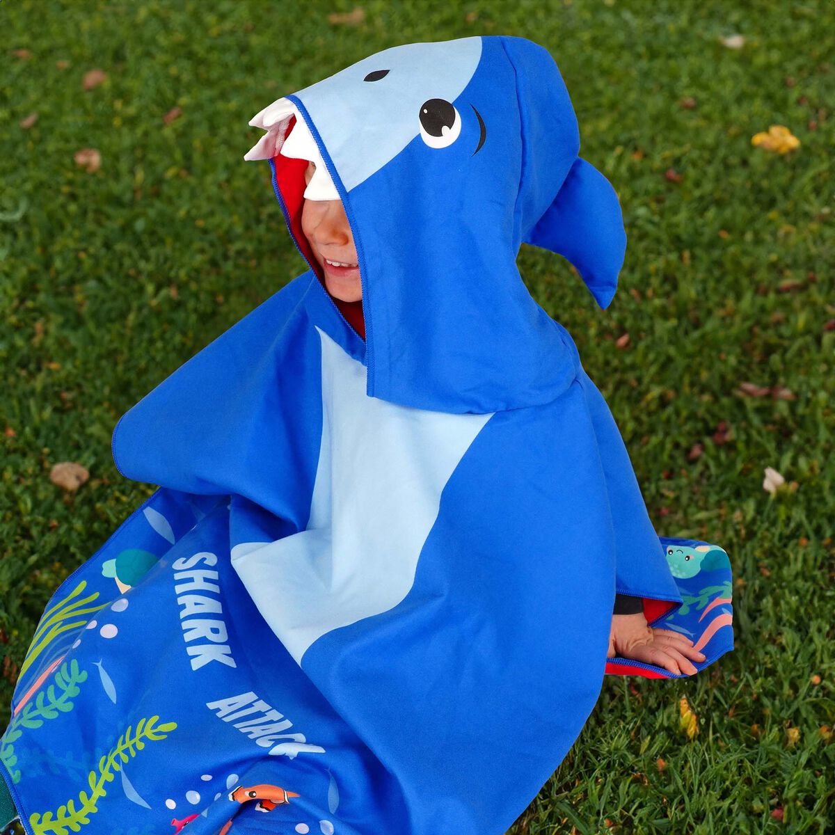 TOWELLING PONCHO FOR KIDS SHARK