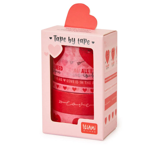 Set of 5 Decorative Heart Paper Sticky Tapes - Tape By Tape