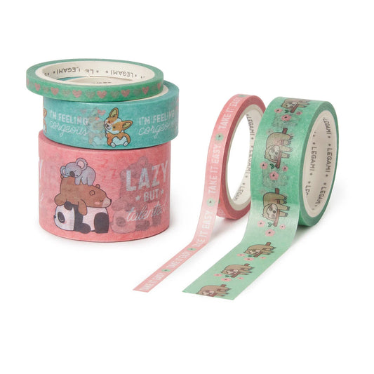 Set of 5 Decorative Cute Animals Paper Sticky Tapes - Tape By Tape