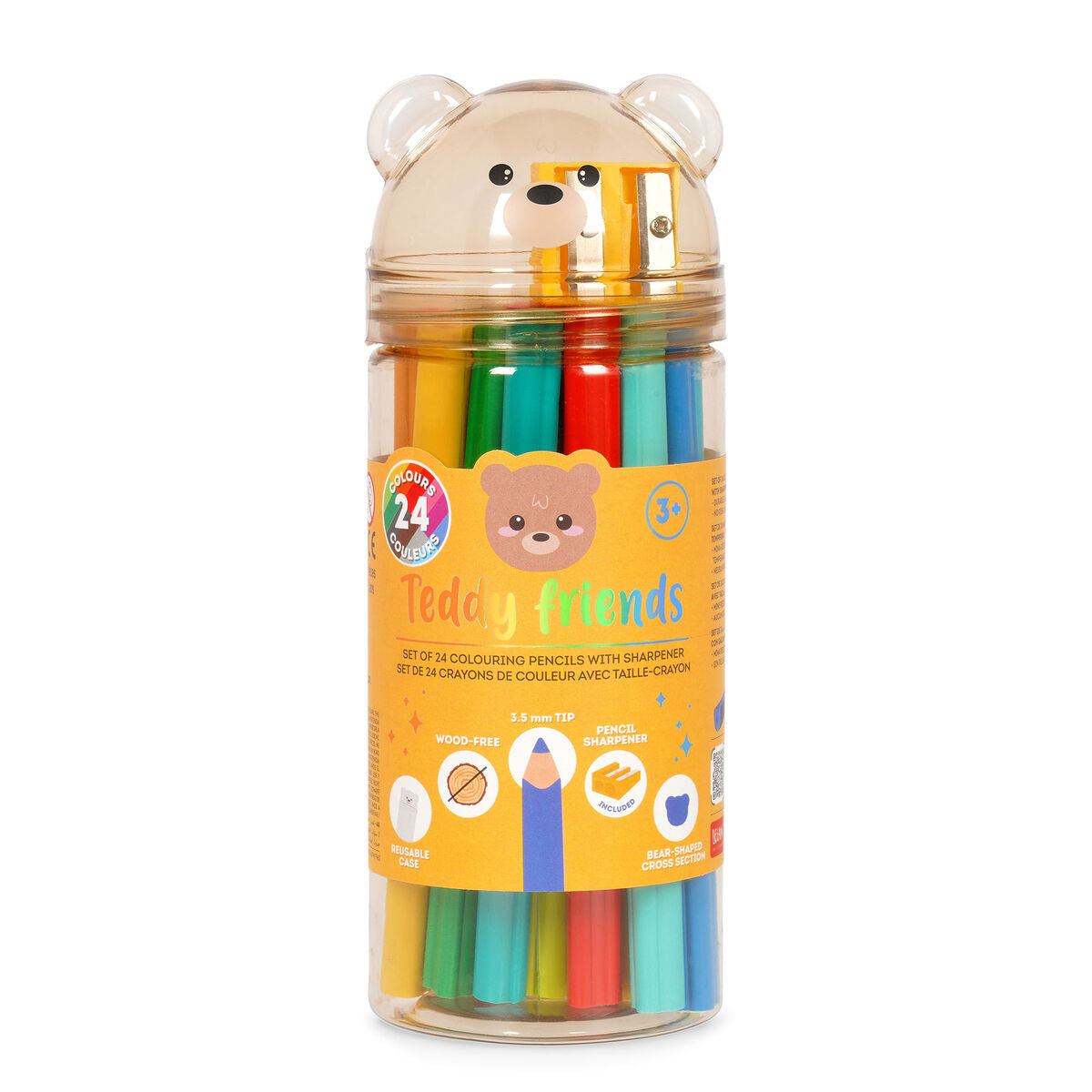 Set of 24 Colouring Pencil with Sharpener - Teddy Friends