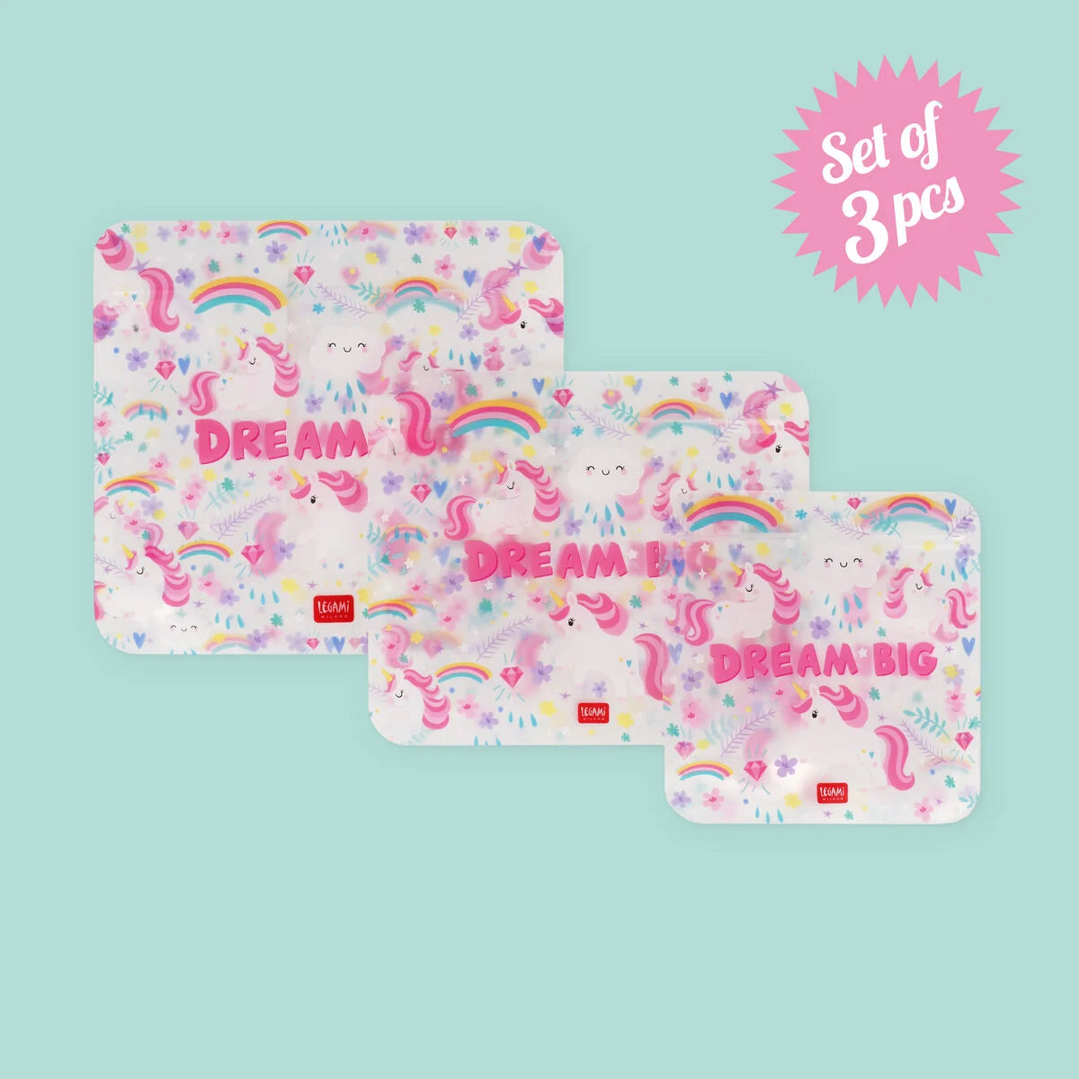 Reusable Snack Bags - Unicorn - Snack Bags Set of 3